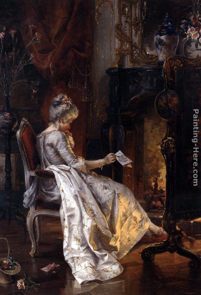 The Love Letter painting - Carl Herpfer The Love Letter art painting